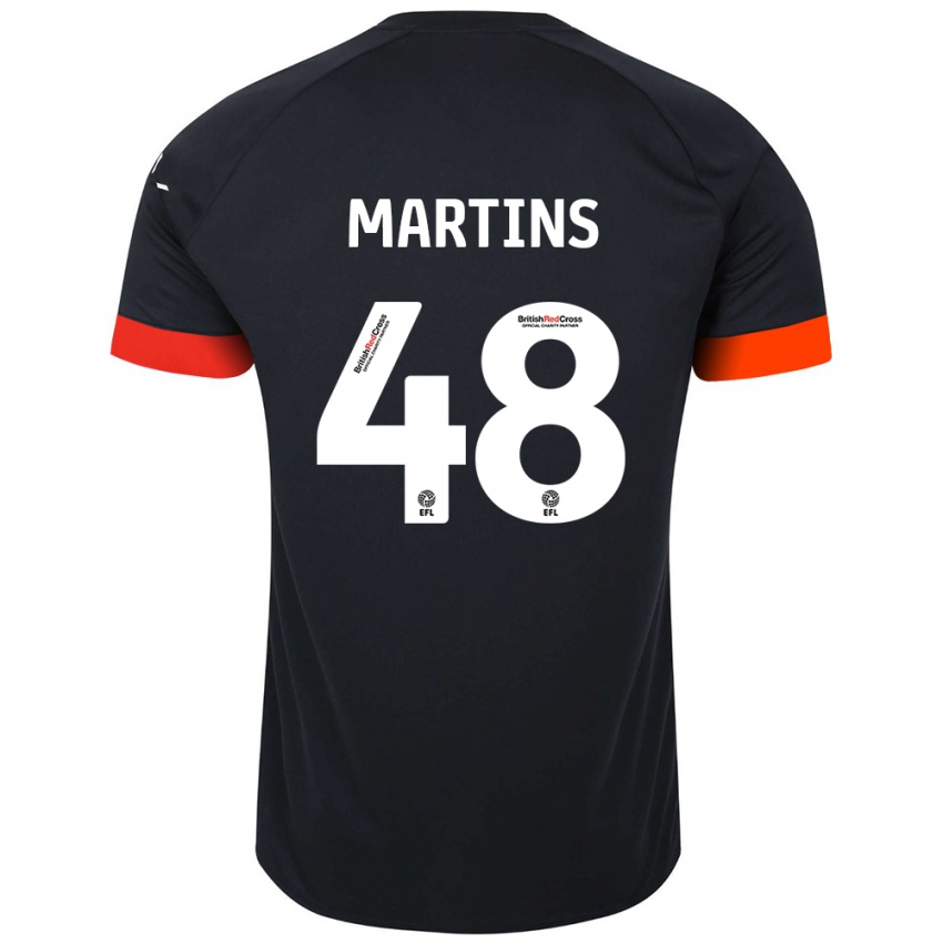 Mann Dominic Dos Santos Martins #48 Svart Oransje Bortetrøye Drakt Trøye 2024/25 Skjorter T-Skjorte