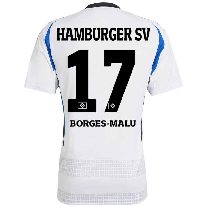 Dame Louis Borges-Malu #17 Hvit Blå Hjemmetrøye Drakt Trøye 2024/25 Skjorter T-Skjorte