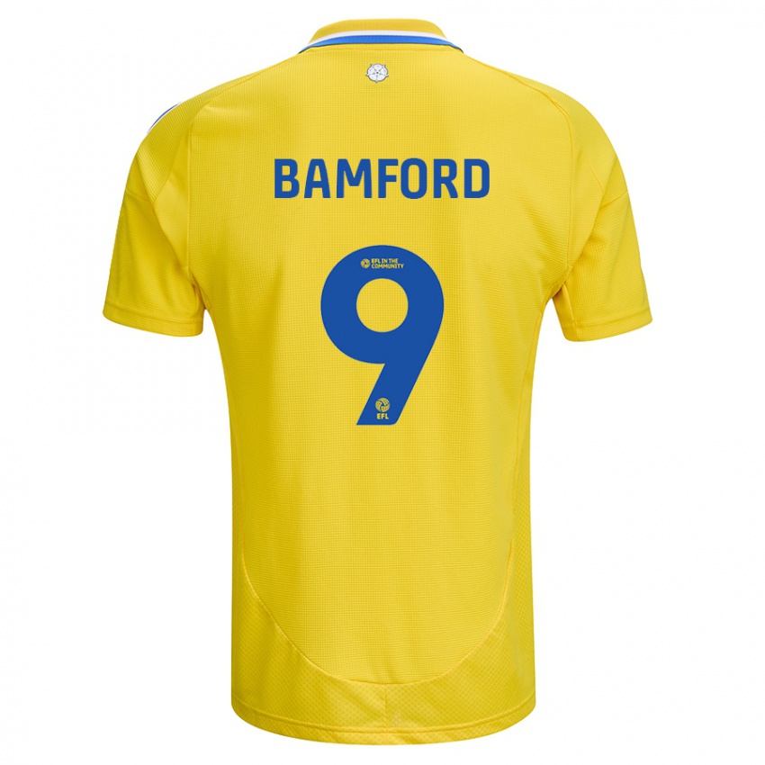 Dame Patrick Bamford #9 Gul Blå Bortetrøye Drakt Trøye 2024/25 Skjorter T-Skjorte