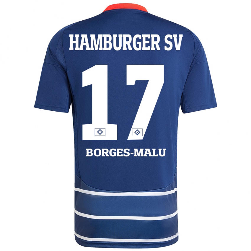 Dame Louis Borges-Malu #17 Mørkeblått Bortetrøye Drakt Trøye 2024/25 Skjorter T-Skjorte