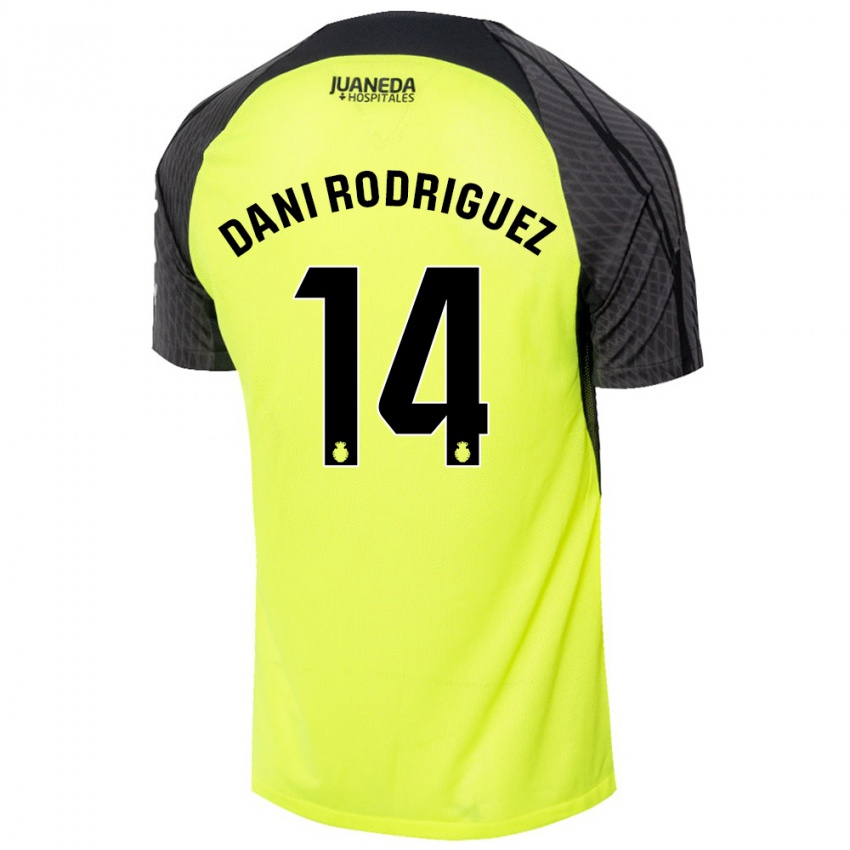 Dame Dani Rodríguez #14 Fluorescerende Grønn Svart Bortetrøye Drakt Trøye 2024/25 Skjorter T-Skjorte