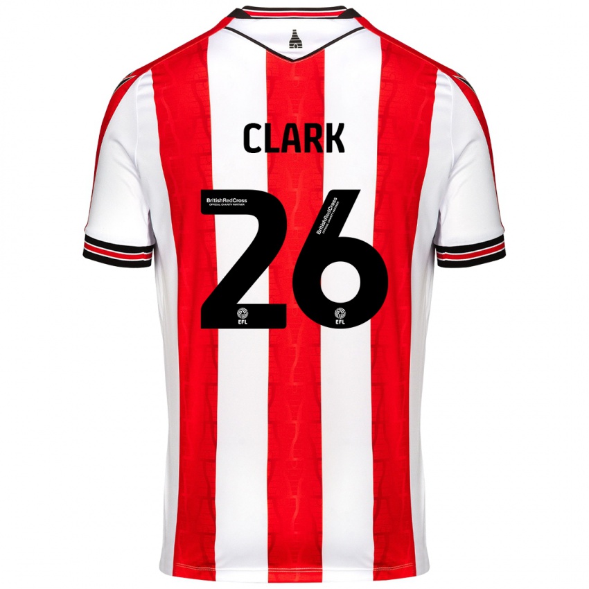 Barn Ciaran Clark #26 Rød Hvit Hjemmetrøye Drakt Trøye 2024/25 Skjorter T-Skjorte