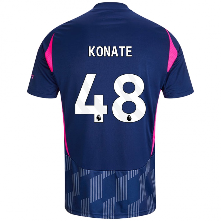 Barn Ateef Konaté #48 Kongeblå Rosa Bortetrøye Drakt Trøye 2024/25 Skjorter T-Skjorte