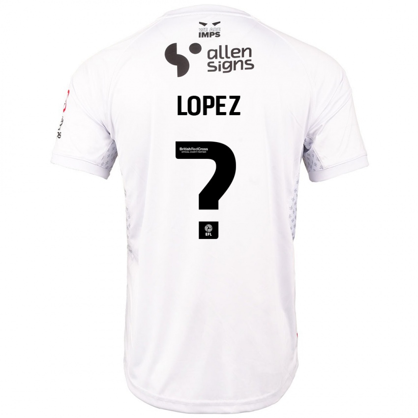 Barn Jersey Lopez #0 Rød Hvit Bortetrøye Drakt Trøye 2024/25 Skjorter T-Skjorte