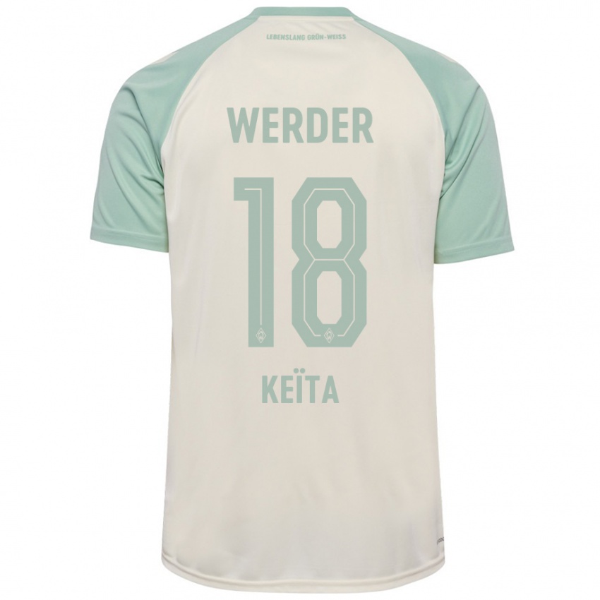 Barn Naby Keïta #18 Off-White Lysegrønn Bortetrøye Drakt Trøye 2024/25 Skjorter T-Skjorte