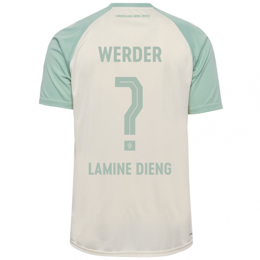 Barn Mamadou Lamine Dieng #0 Off-White Lysegrønn Bortetrøye Drakt Trøye 2024/25 Skjorter T-Skjorte