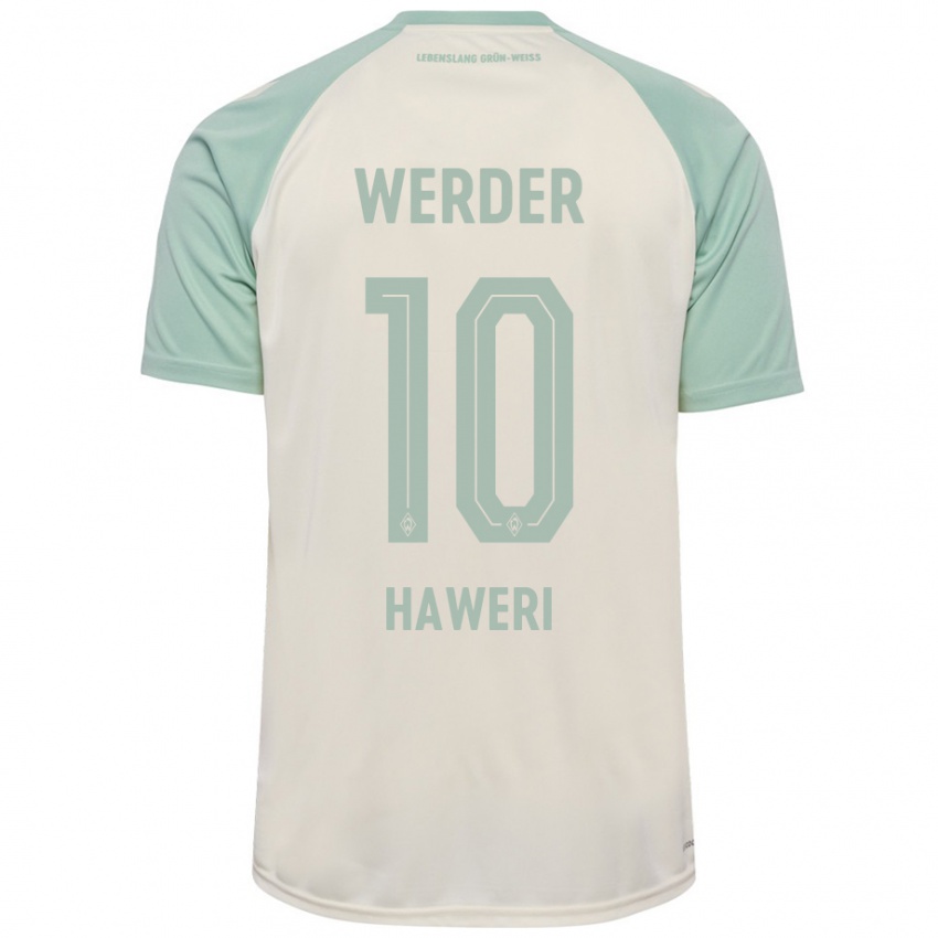 Barn Adrian Haweri #10 Off-White Lysegrønn Bortetrøye Drakt Trøye 2024/25 Skjorter T-Skjorte