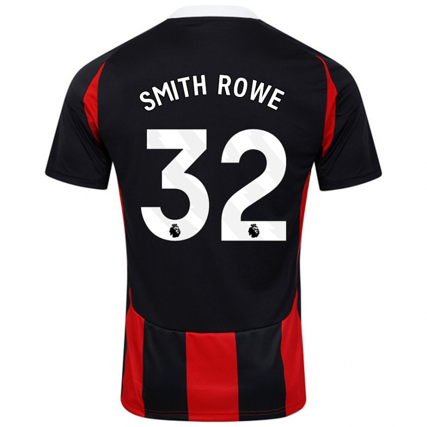 Barn Emile Smith Rowe #32 Svart Rød Bortetrøye Drakt Trøye 2024/25 Skjorter T-Skjorte