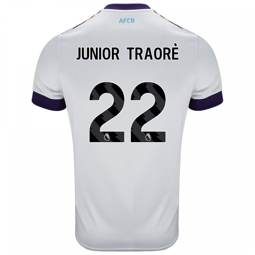 Barn Hamed Junior Traorè #22 Hvit Grønn Lilla Bortetrøye Drakt Trøye 2024/25 Skjorter T-Skjorte