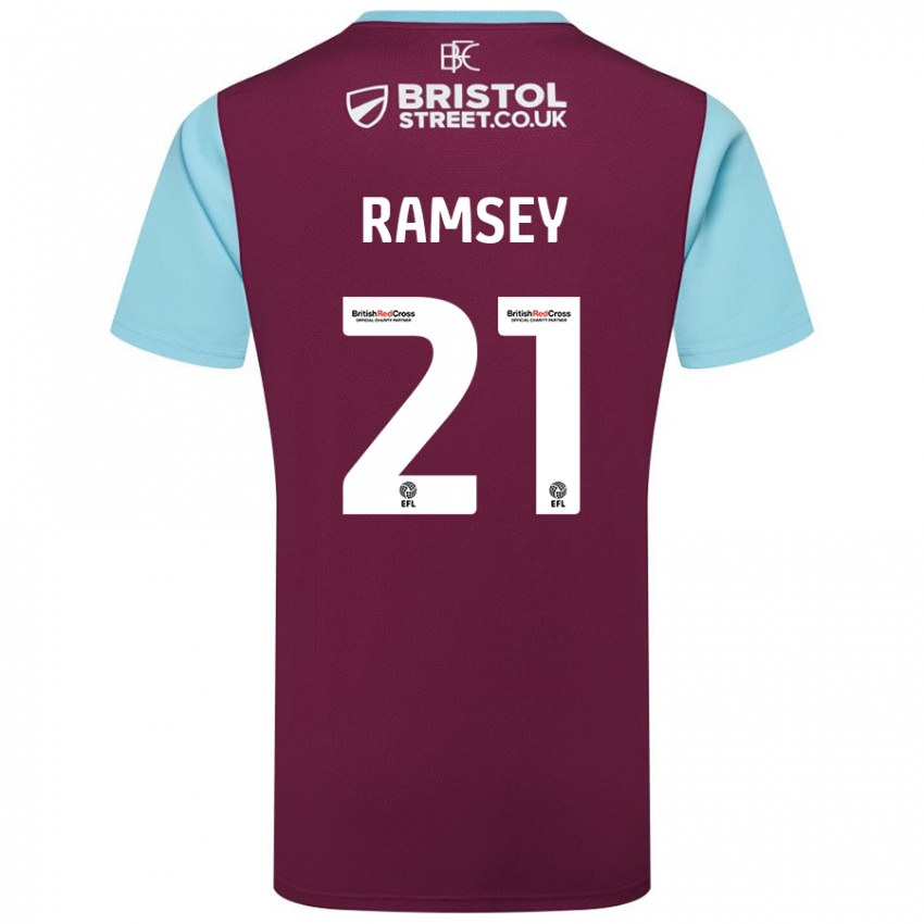 Mann Aaron Ramsey #21 Burgund Himmelblå Hjemmetrøye Drakt Trøye 2024/25 Skjorter T-Skjorte