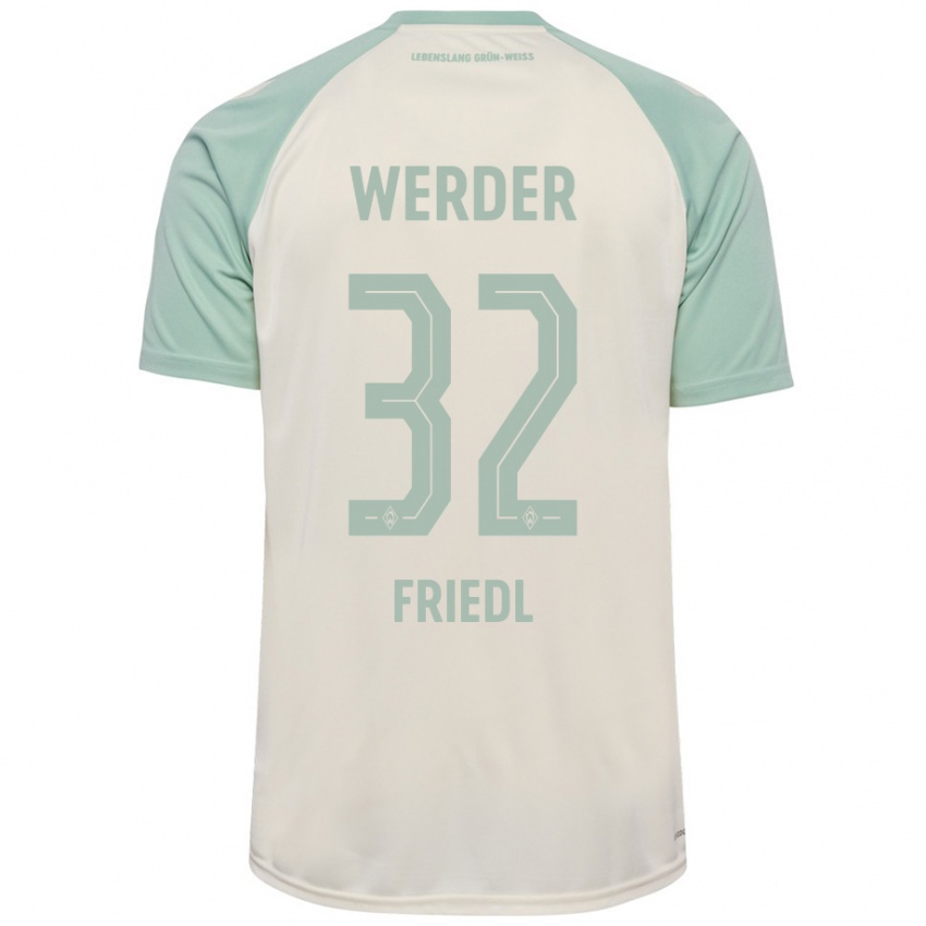 Mann Marco Friedl #32 Off-White Lysegrønn Bortetrøye Drakt Trøye 2024/25 Skjorter T-Skjorte