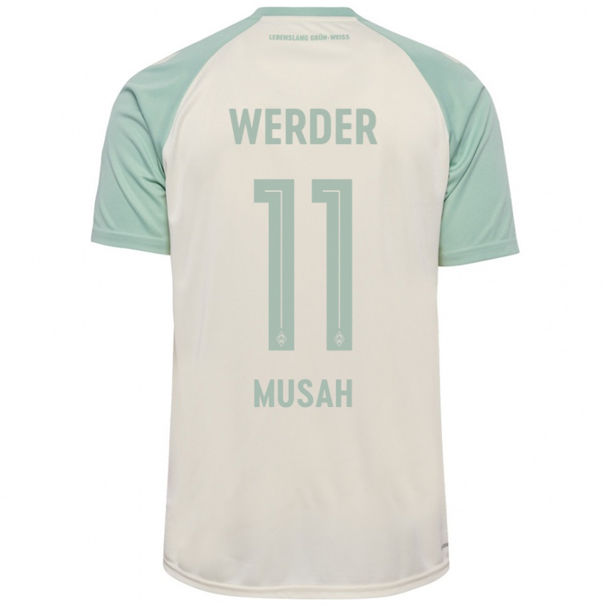 Mann Salim Musah #11 Off-White Lysegrønn Bortetrøye Drakt Trøye 2024/25 Skjorter T-Skjorte