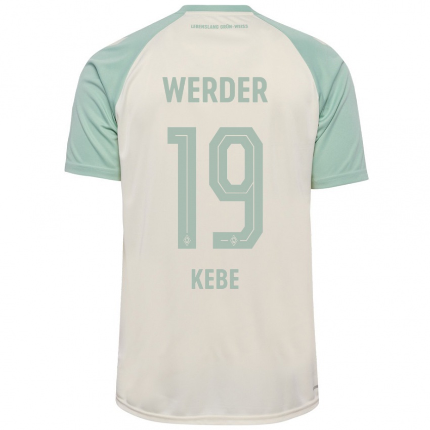 Mann David Kébé #19 Off-White Lysegrønn Bortetrøye Drakt Trøye 2024/25 Skjorter T-Skjorte