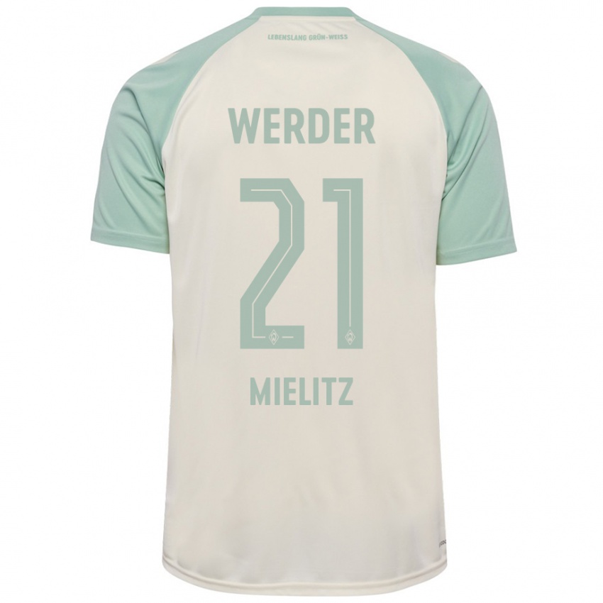 Mann Sebastian Mielitz #21 Off-White Lysegrønn Bortetrøye Drakt Trøye 2024/25 Skjorter T-Skjorte