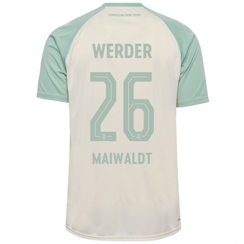 Mann Julius Maiwaldt #26 Off-White Lysegrønn Bortetrøye Drakt Trøye 2024/25 Skjorter T-Skjorte