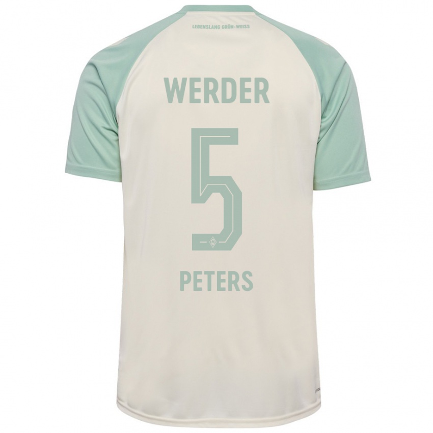 Mann Joshua Peters #5 Off-White Lysegrønn Bortetrøye Drakt Trøye 2024/25 Skjorter T-Skjorte