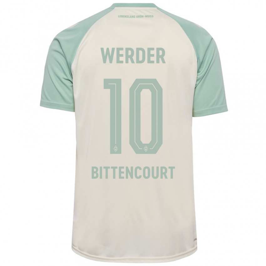 Dame Leonardo Bittencourt #10 Off-White Lysegrønn Bortetrøye Drakt Trøye 2024/25 Skjorter T-Skjorte