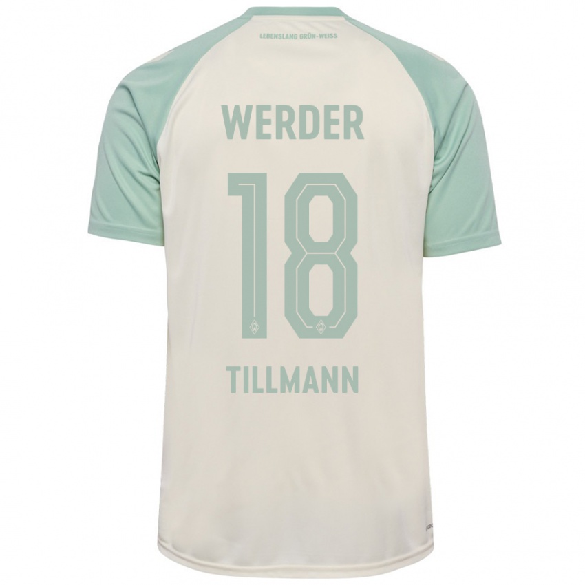 Dame Felix Tillmann #18 Off-White Lysegrønn Bortetrøye Drakt Trøye 2024/25 Skjorter T-Skjorte