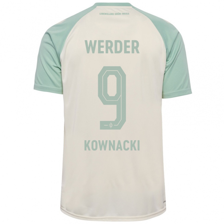 Dame Dawid Kownacki #9 Off-White Lysegrønn Bortetrøye Drakt Trøye 2024/25 Skjorter T-Skjorte