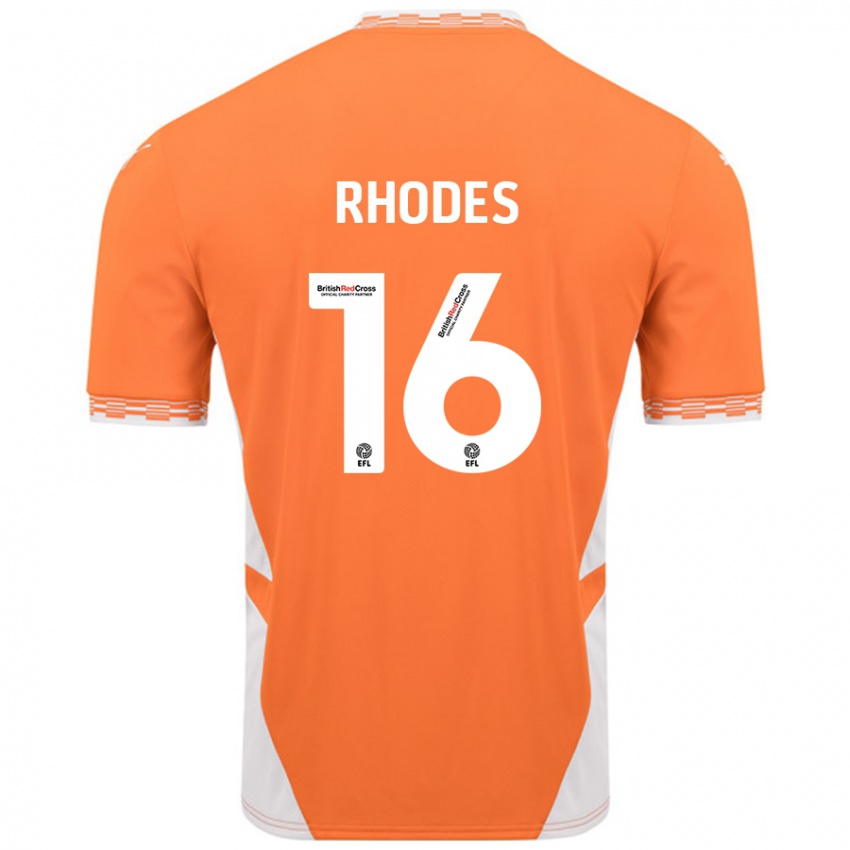 Barn Jordan Rhodes #16 Oransje Hvit Hjemmetrøye Drakt Trøye 2024/25 Skjorter T-Skjorte