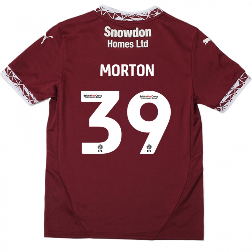 Barn Callum Morton #39 Burgund Hjemmetrøye Drakt Trøye 2024/25 Skjorter T-Skjorte