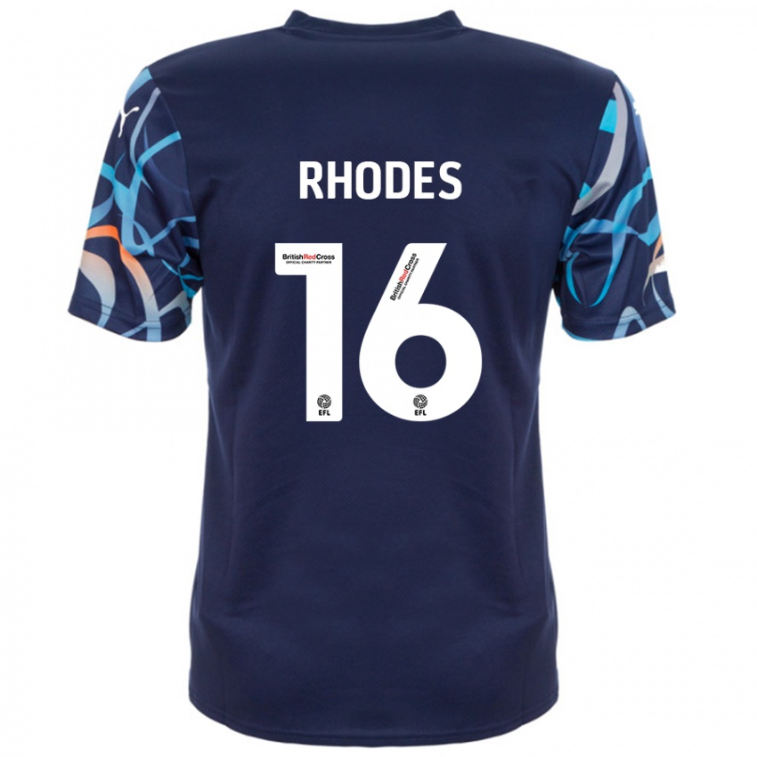 Barn Jordan Rhodes #16 Marineblå Bortetrøye Drakt Trøye 2024/25 Skjorter T-Skjorte