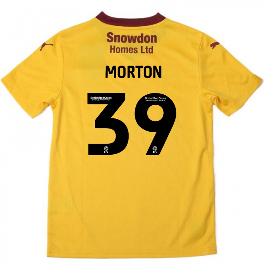 Barn Callum Morton #39 Oransje Burgund Bortetrøye Drakt Trøye 2024/25 Skjorter T-Skjorte