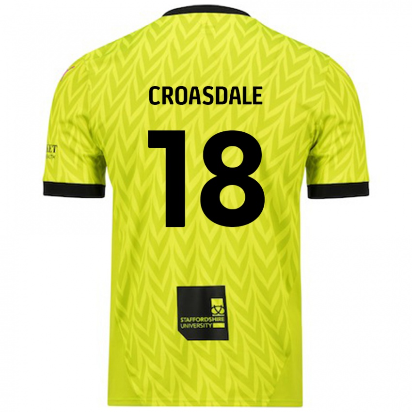 Barn Ryan Croasdale #18 Fluorescerende Grønn Bortetrøye Drakt Trøye 2024/25 Skjorter T-Skjorte