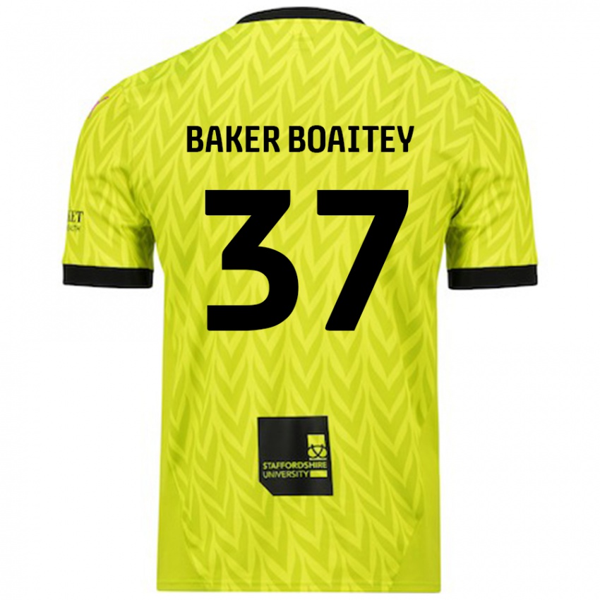 Barn Benicio Baker-Boaitey #37 Fluorescerende Grønn Bortetrøye Drakt Trøye 2024/25 Skjorter T-Skjorte