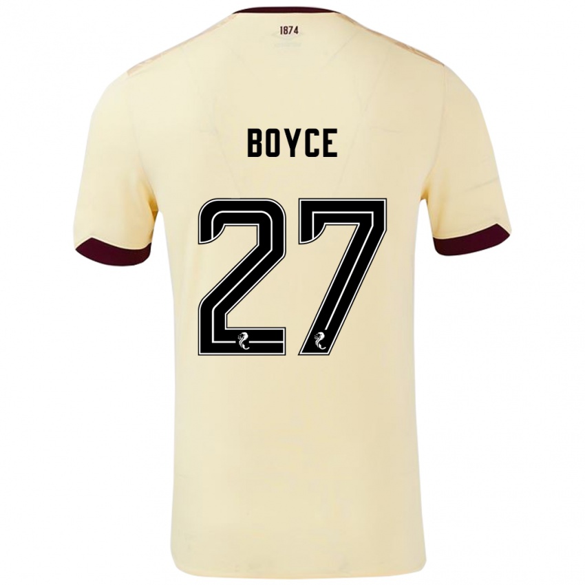 Barn Liam Boyce #27 Krem Burgund Bortetrøye Drakt Trøye 2024/25 Skjorter T-Skjorte