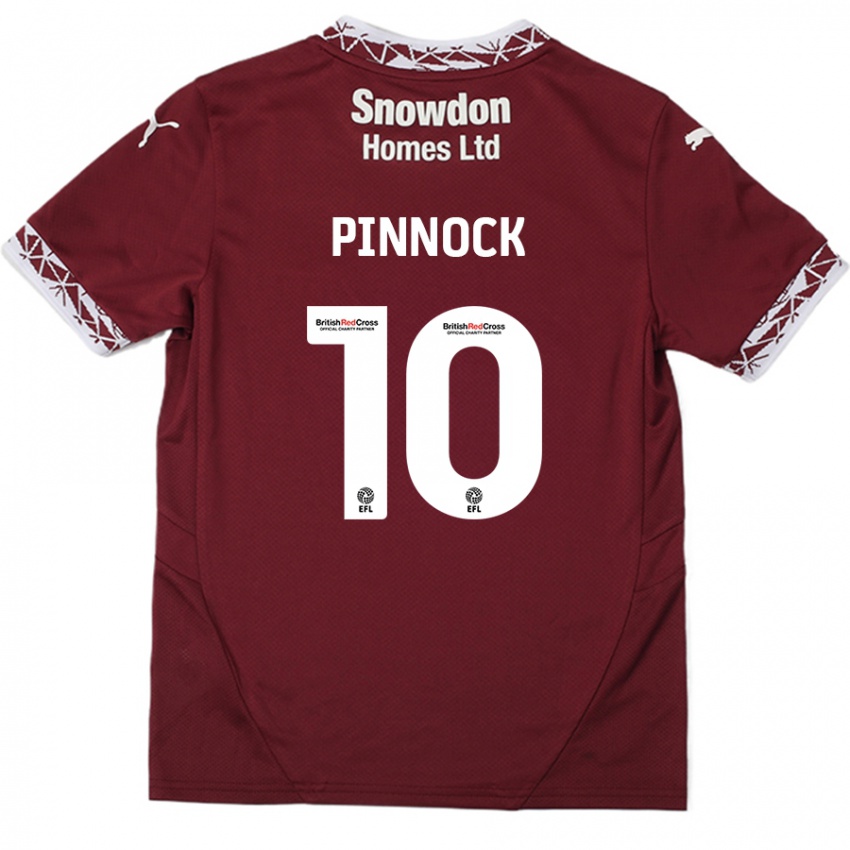 Mann Mitch Pinnock #10 Burgund Hjemmetrøye Drakt Trøye 2024/25 Skjorter T-Skjorte