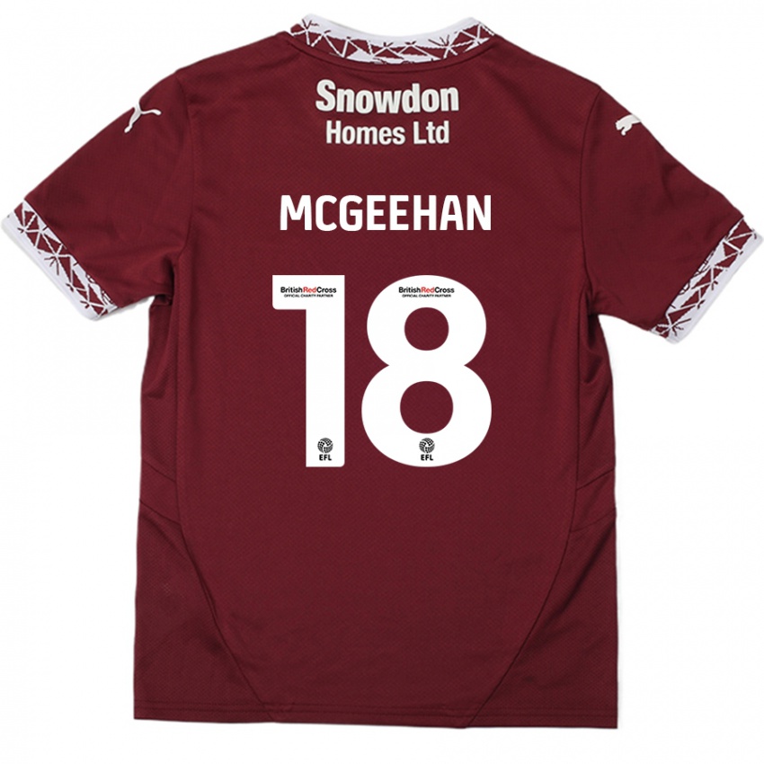 Mann Cameron Mcgeehan #18 Burgund Hjemmetrøye Drakt Trøye 2024/25 Skjorter T-Skjorte