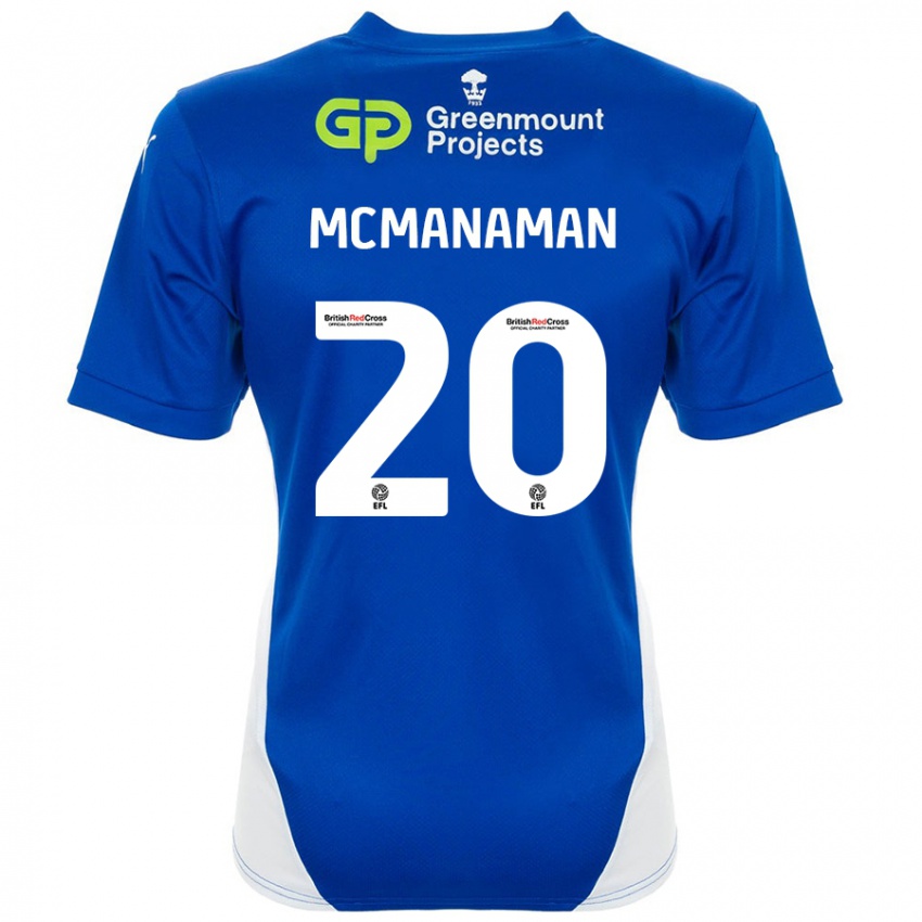 Mann Callum Mcmanaman #20 Blå Hvit Hjemmetrøye Drakt Trøye 2024/25 Skjorter T-Skjorte