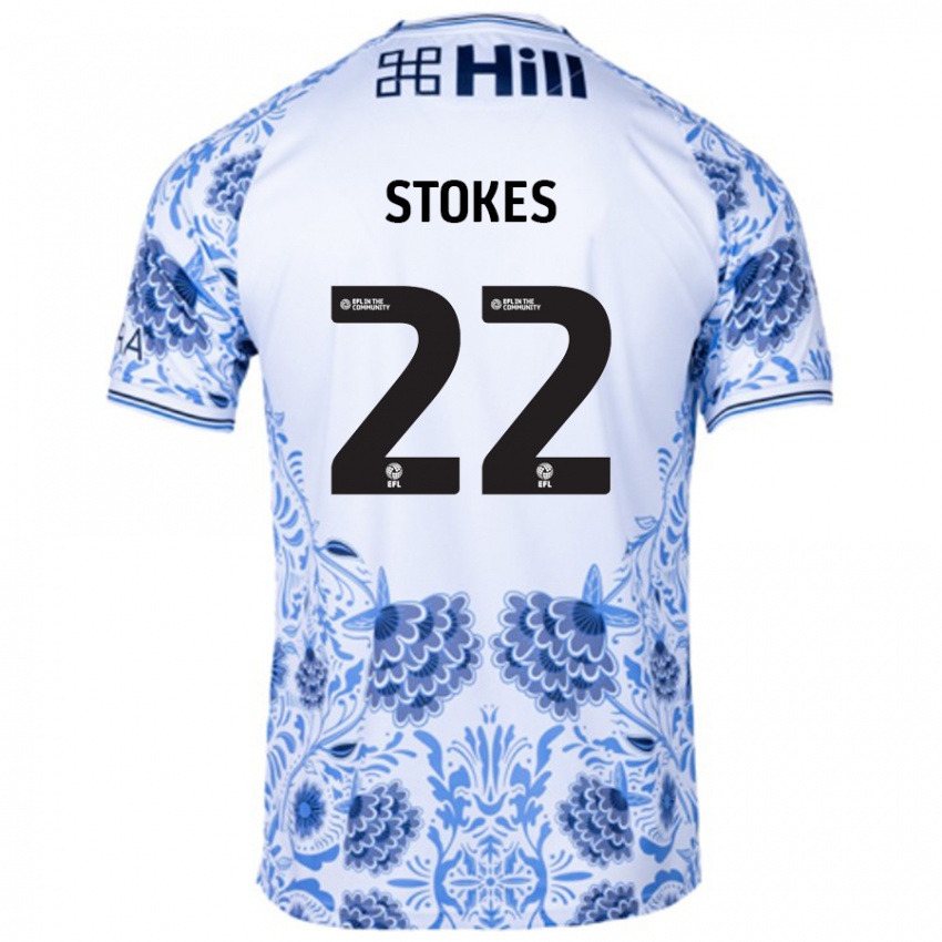 Mann Josh Stokes #22 Hvit Blå Bortetrøye Drakt Trøye 2024/25 Skjorter T-Skjorte