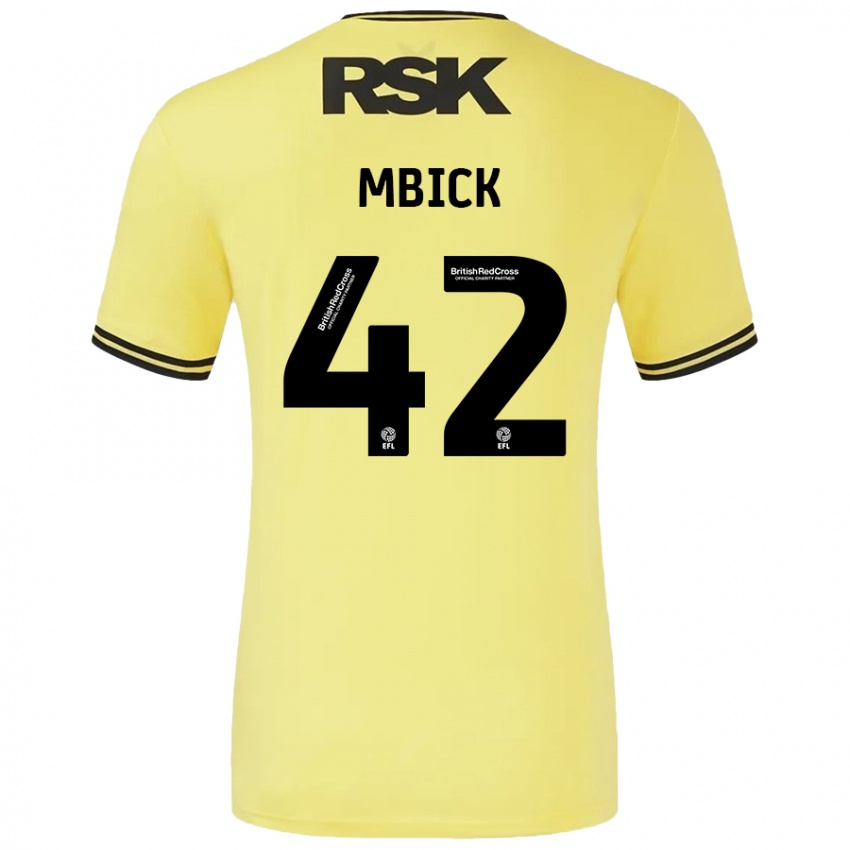 Mann Micah Mbick #42 Gul Svart Bortetrøye Drakt Trøye 2024/25 Skjorter T-Skjorte