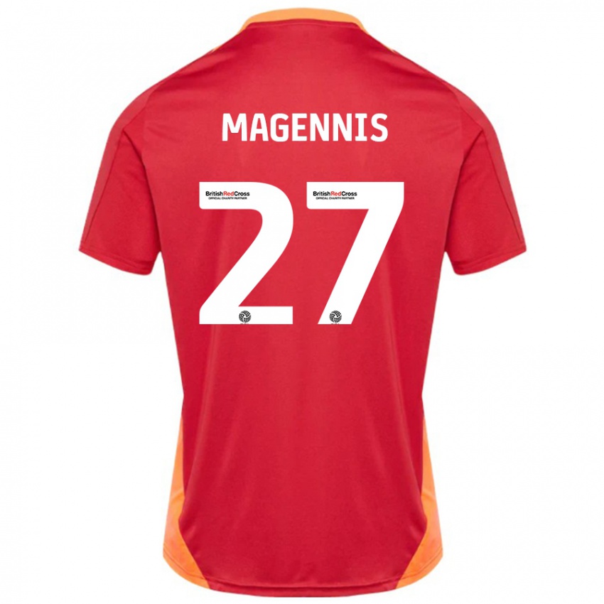 Mann Josh Magennis #27 Blå Off White Bortetrøye Drakt Trøye 2024/25 Skjorter T-Skjorte