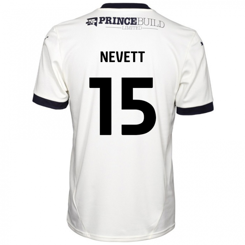 Mann George Nevett #15 Off White Svart Bortetrøye Drakt Trøye 2024/25 Skjorter T-Skjorte