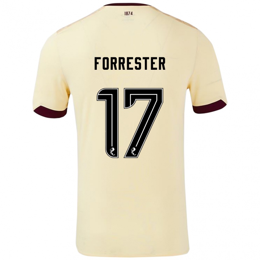 Mann Adam Forrester #17 Krem Burgund Bortetrøye Drakt Trøye 2024/25 Skjorter T-Skjorte