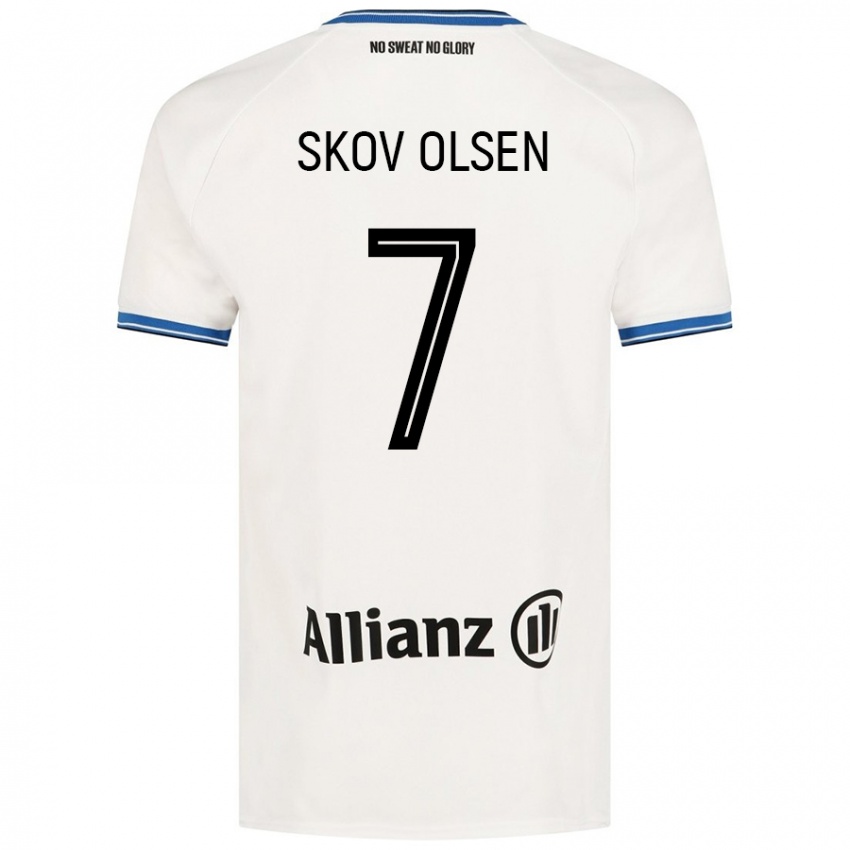 Mann Andreas Skov Olsen #7 Hvit Bortetrøye Drakt Trøye 2024/25 Skjorter T-Skjorte