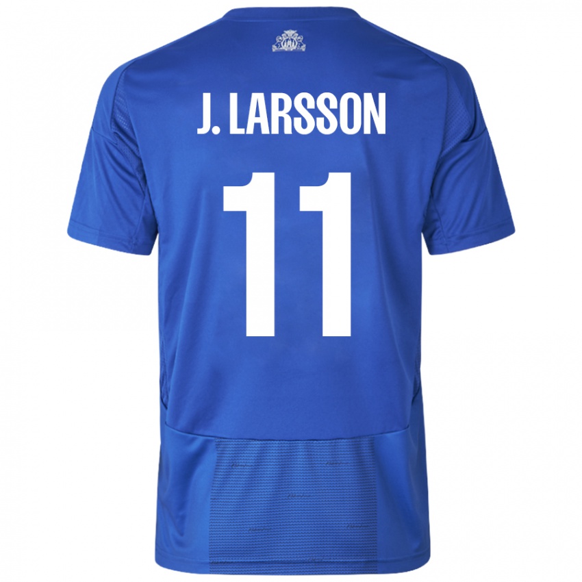 Mann Jordan Larsson #11 Hvit Blå Bortetrøye Drakt Trøye 2024/25 Skjorter T-Skjorte