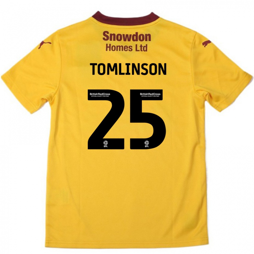 Dame Josh Tomlinson #25 Oransje Burgund Bortetrøye Drakt Trøye 2024/25 Skjorter T-Skjorte