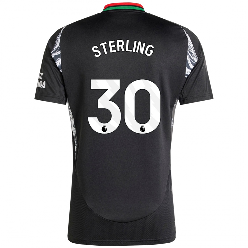 Mann Raheem Sterling #30 Svart Bortetrøye Drakt Trøye 2024/25 Skjorter T-Skjorte