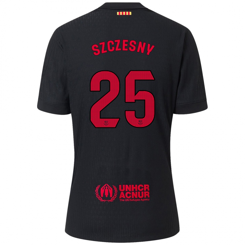 Mann Wojciech Szczesny #25 Svart Rød Bortetrøye Drakt Trøye 2024/25 Skjorter T-Skjorte