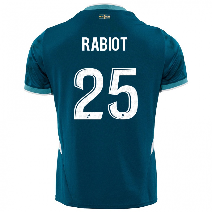 Dame Adrien Rabiot #25 Turkis Blå Bortetrøye Drakt Trøye 2024/25 Skjorter T-Skjorte